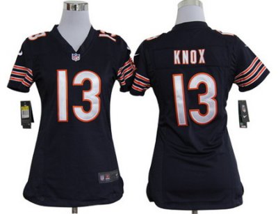 Women Nike Chicago Bears 13 Johnny Knox Blue Nike NFL Jerseys