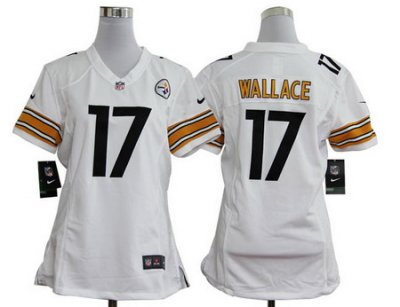 Women Nike Pittsburgh Steelers #17 Mike Wallace White Nike NFL Jerseys