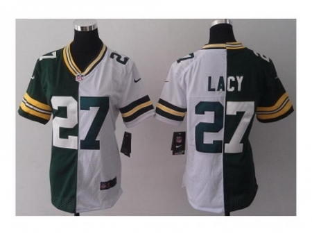 Nike women jerseys Green bay packers #27 lacy white-green[split]