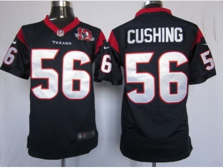 Nike Houston Texans 56 Brian Cushing Blue Game W 10TH Patch NFL Jersey