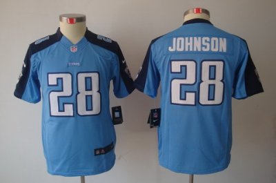 Youth Nike Tennessee Titans 28# Chris Johnson LT Blue Limited Jerseys