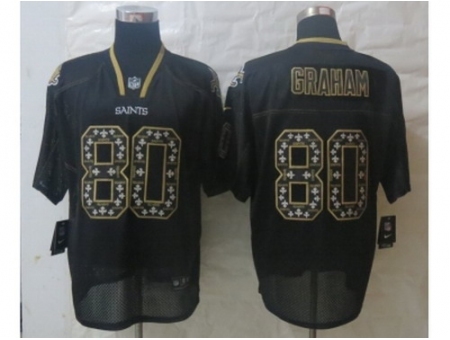 Nike New Orleans Saints 80 Jimmy Graham Black Elite Lights Out Fashion NFL Jersey