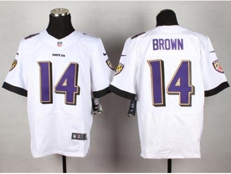 Nike Baltimore Ravens 14 Marlon Brown White Elite NFL Jersey