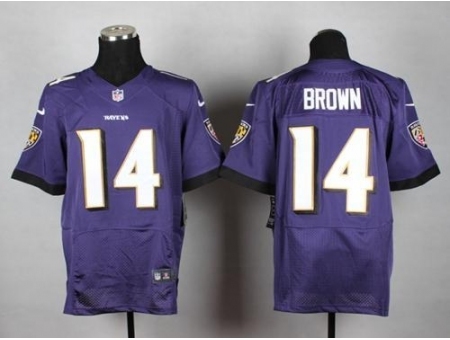 Nike Baltimore Ravens 14 Marlon Brown Purple Elite NFL Jersey