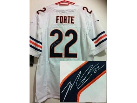 Nike Chicago Bears 22 Matt Forte White Elite Signed NFL Jersey