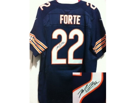 Nike Chicago Bears 22 Matt Forte Blue Elite Signed NFL Jersey