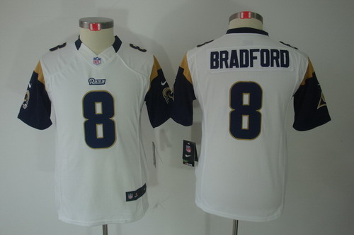 Nike Youth St. Louis Rams #8 Sam Bradford White Limited Jerseys