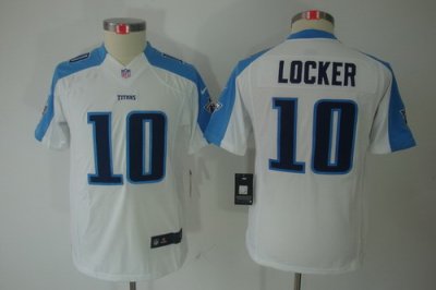 Nike Youth NFL Tennessee Titans #10 Jake Locker White Limited Jerseys