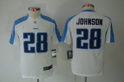 Youth Nike Tennessee Titans 28# Chris Johnson White Limited Jerseys