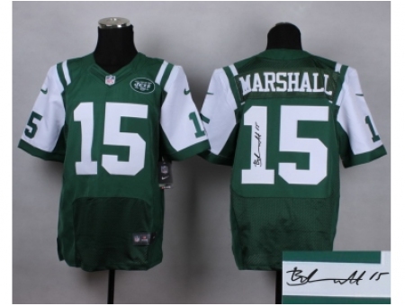 Nike New York Jets 15 Brandon Marshall green Elite Signature NFL Jersey