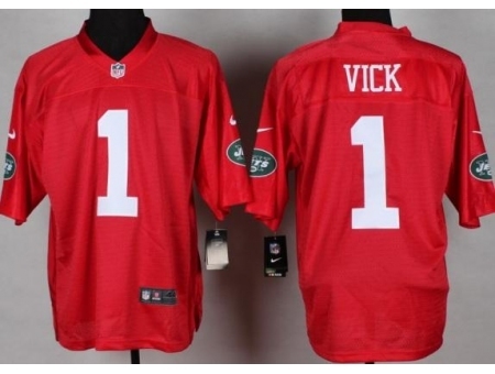 Nike New York Jets 1 Michael Vick Red Elite QB Fashion NFL Jersey