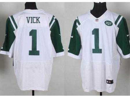 Nike New York Jets 1 Michael Vick White Elite NFL Jersey