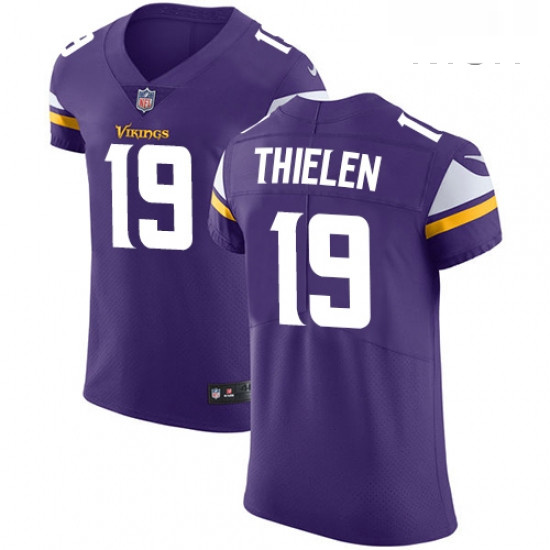 Mens Nike Minnesota Vikings 19 Adam Thielen Purple Team Color Vapor Untouchable Elite Player NFL Jer