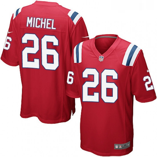Mens Nike New England Patriots 26 Sony Michel Game Red Alternate