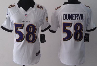 Women Nike Baltimore Ravens 58 Elvis Dumervil White LIMITED Jerseys