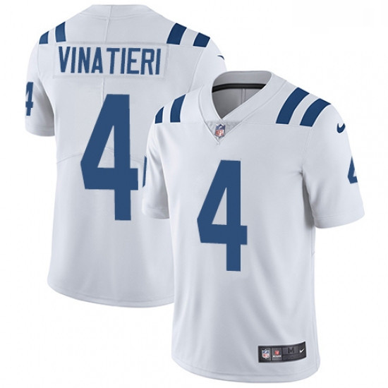 Men Nike Indianapolis Colts 4 Adam Vinatieri White Vapor Untouch