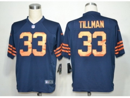 Nike Chicago Bears 33 Charles Tillman Blue Game Orange Number NFL Jersey