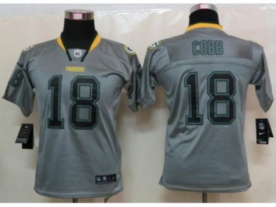 Nike Youth Green Bay Packers #18 Randall Cobb Grey Jerseys(Lights Out Elite)