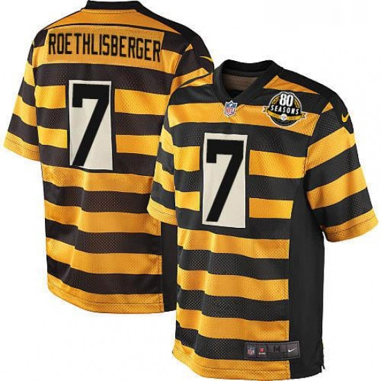 Youth Nike Pittsburgh Steelers 7 Ben Roethlisberger Limited YellowBlack Alternate 80TH Anniversary T