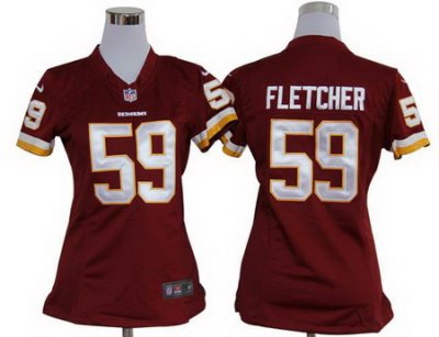 Women Nike Washington Redskins 59# London Fletcher Red Nike NFL Jerseys