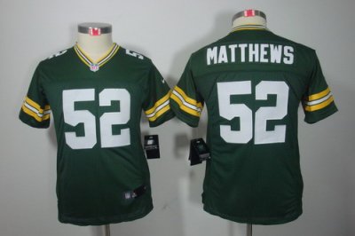 Nike Youth Green Bay Packers #52 Matthews Green Color[Youth Limi