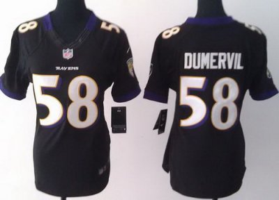 Women Nike Baltimore Ravens 58 Elvis Dumervil Black LIMITED Jerseys