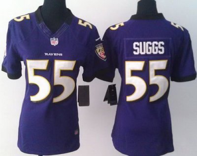 Women Nike Baltimore Ravens 55 Terrell Suggs Purple LIMITED Jerseys