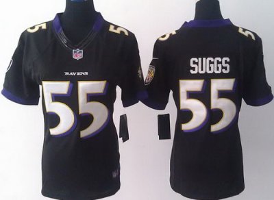 Women Nike Baltimore Ravens 55 Terrell Suggs Black LIMITED Jerseys