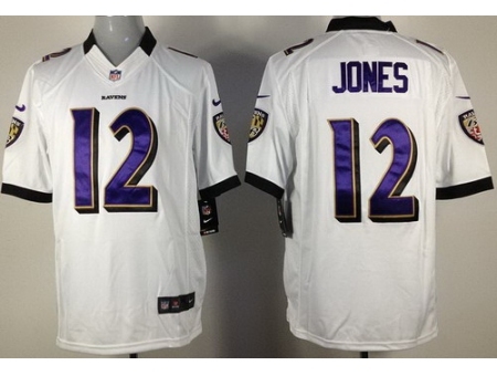 Nike Baltimore Ravens 12 Jacoby Jones White Limited NFL Jersey