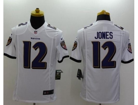 Nike Baltimore Ravens 12 Jacoby Jones White Limited Alternate NFL Jersey