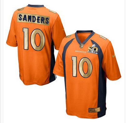 Nike Broncos #10 Emmanuel Sanders Orange Team Color Mens Stitched NFL Game Super Bowl 50 Collection 