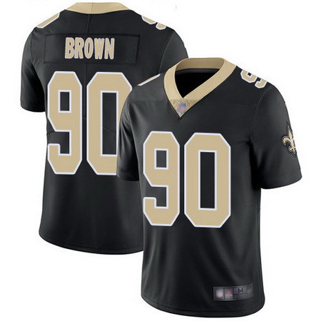 Saints 90 Malcom Brown Black Team Color Youth Stitched Football 