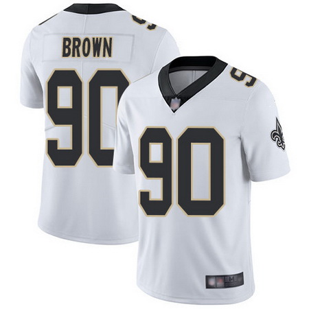 Saints 90 Malcom Brown White Youth Stitched Football Vapor Untou