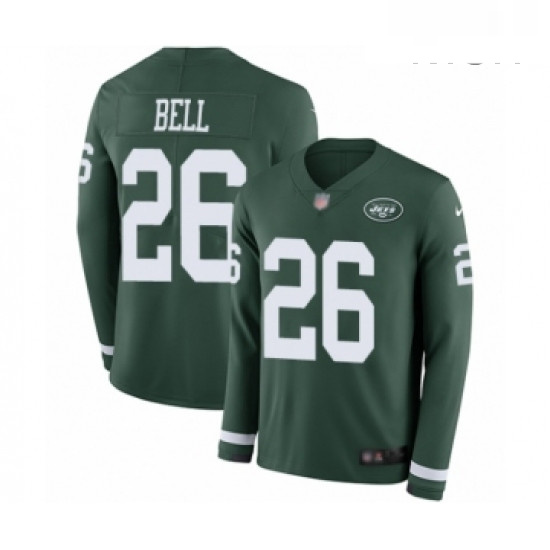 Mens New York Jets 26 Le Veon Bell Limited Green Therma Long Sle
