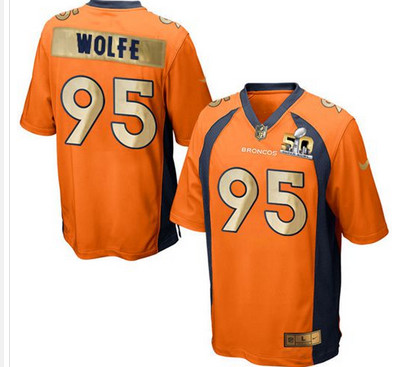 Nike Broncos #95 Derek Wolfe Orange Team Color Mens Stitched NFL Game Super Bowl 50 Collection Jerse