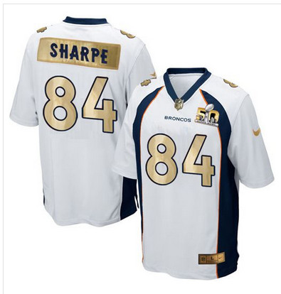 Nike Broncos #84 Shannon Sharpe White Mens Stitched NFL Game Super Bowl 50 Collection Jersey