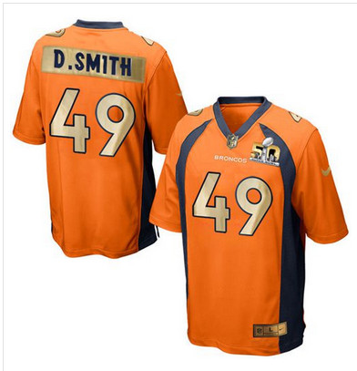 Nike Broncos #49 Dennis Smith Orange Team Color Mens Stitched NFL Game Super Bowl 50 Collection Jers