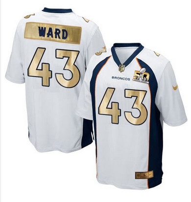 Nike Broncos #43 T J  Ward White Mens Stitched NFL Game Super Bowl 50 Collection Jersey