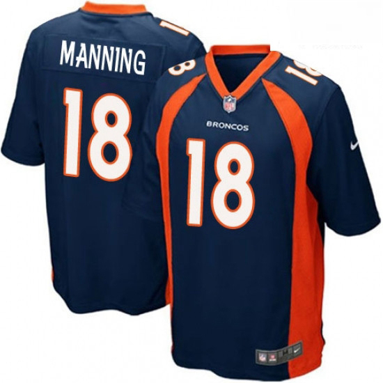 Men Nike Denver Broncos 18 Peyton Manning Game Navy Blue Alternate NFL Jersey