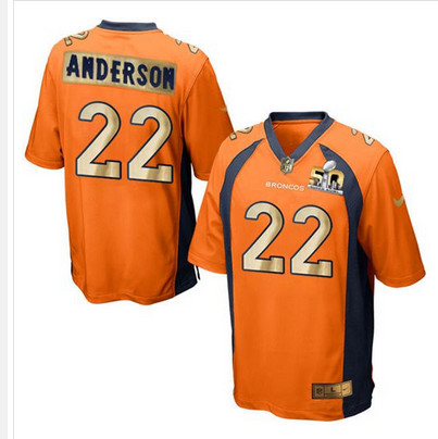 Nike Broncos #22 C J  Anderson Orange Team Color Mens Stitched NFL Game Super Bowl 50 Collection Jer