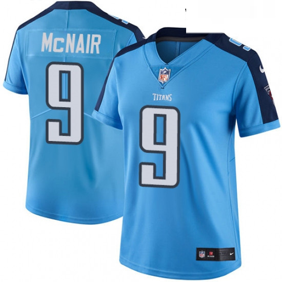 Womens Nike Tennessee Titans 9 Steve McNair Limited Light Blue Rush Vapor Untouchable NFL Jersey