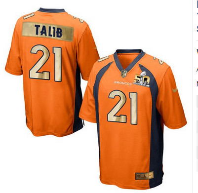 Nike Broncos #21 Aqib Talib Orange Team Color Mens Stitched NFL Game Super Bowl 50 Collection Jersey