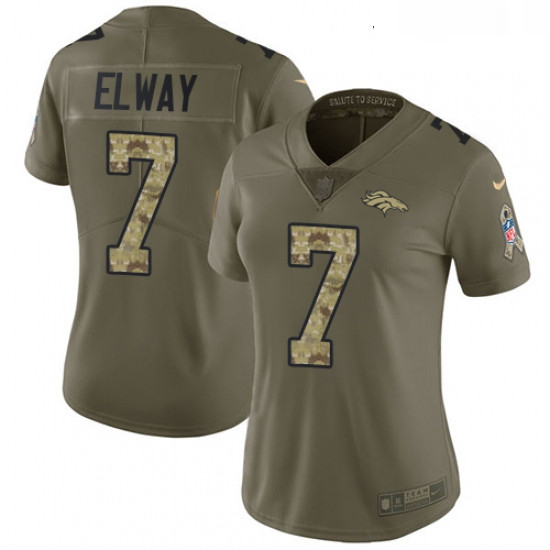 Womens Nike Denver Broncos 7 John Elway Limited OliveCamo 2017 S