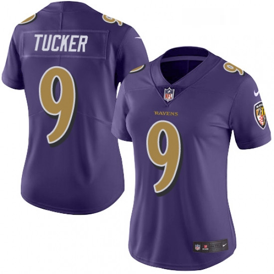 Womens Nike Baltimore Ravens 9 Justin Tucker Limited Purple Rush