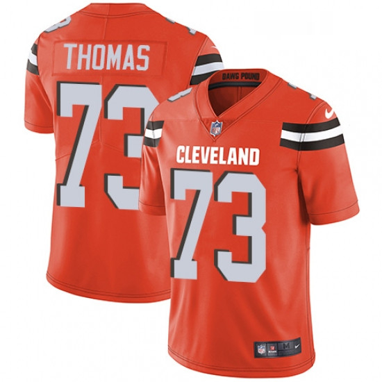 Mens Nike Cleveland Browns 73 Joe Thomas Orange Alternate Vapor Untouchable Limited Player NFL Jerse