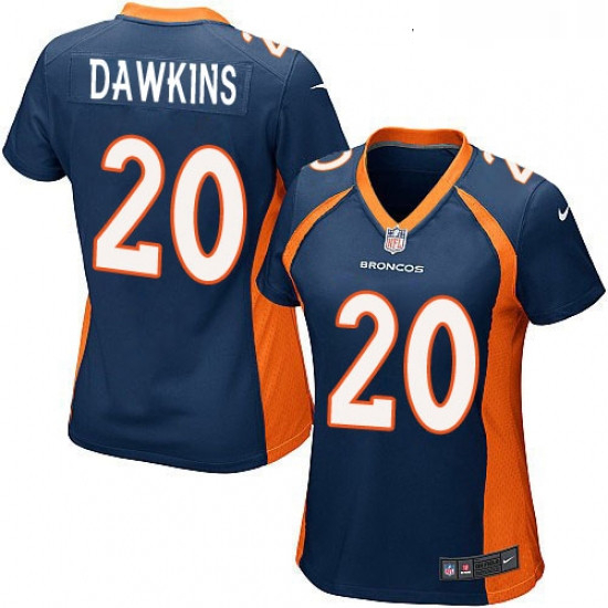 Womens Nike Denver Broncos 20 Brian Dawkins Game Navy Blue Alter