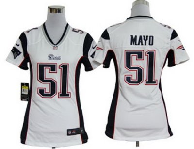 Women Nike NFL New England Patriots 51# Jerod Mayo White Jersey