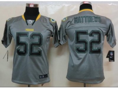 Nike Youth Green Bay Packers #52 matthews Grey Jerseys(Lights Ou