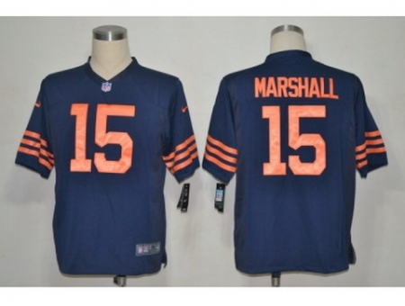 NIKE Chicago Bears 15 Marshall Blue Game Orange Number NFL Jersey