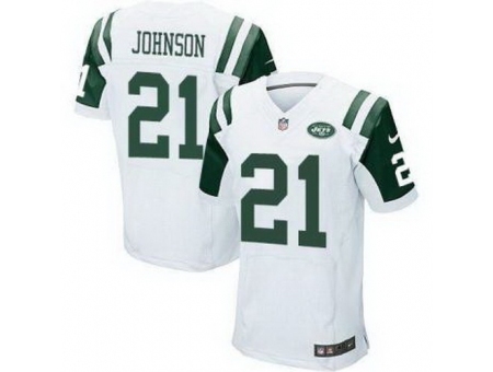 Nike New York Jets 21 Chris Johnson White Elite NFL Jersey